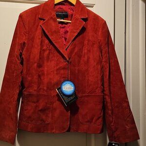 BERNARDO Vintage Women's Retro Red Washable Suede Blazer Size Large, 1980’s 90’s